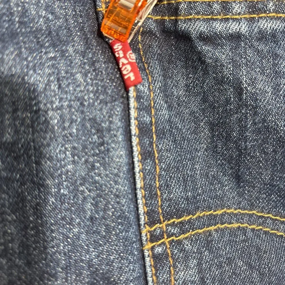 Levis 501 Mens 46x28 (46x27) Button Fly Dark Wash Denim Red Tag